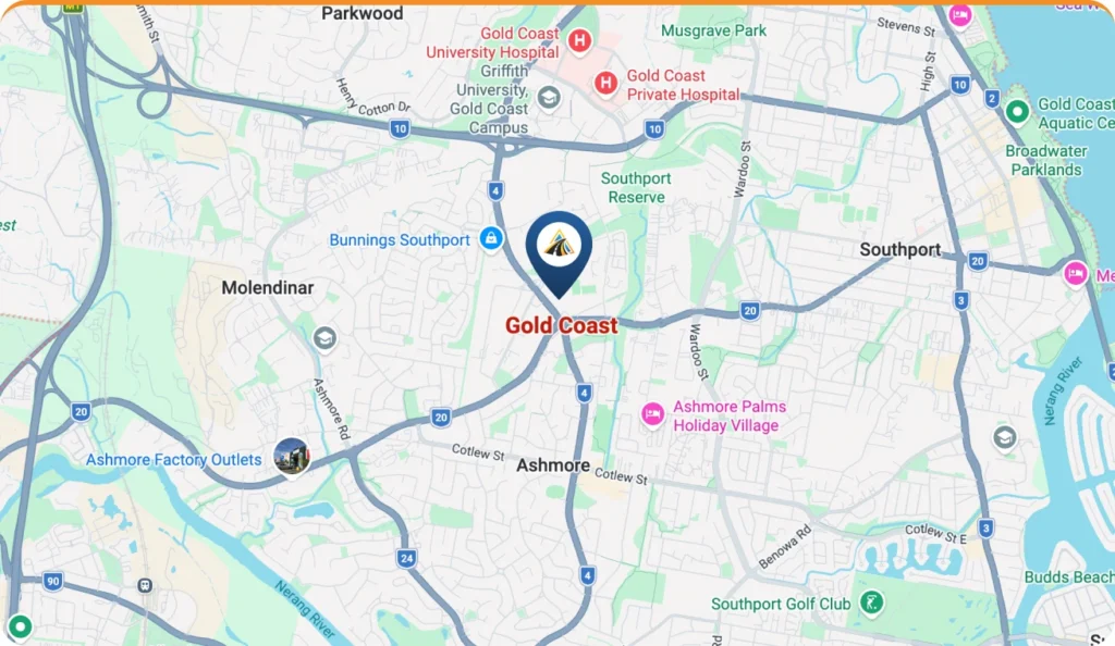 Map of Gold Coast service area