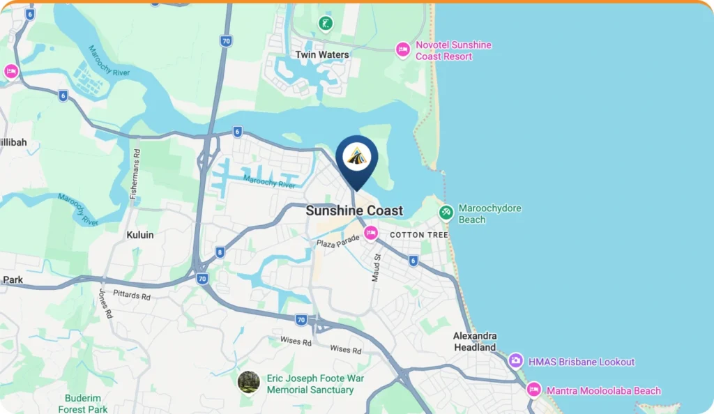 Map of Sunshine Coast service area